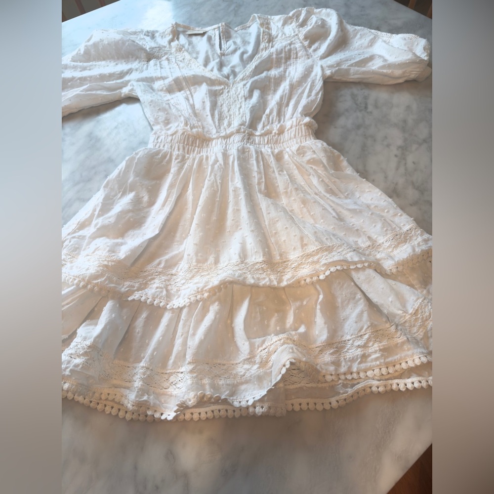 Especia Off-white ruffle mini-dress